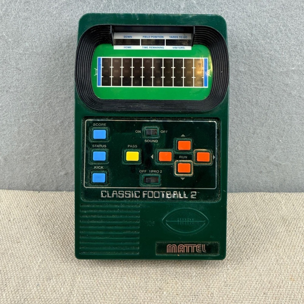 Mattel Classic Football 2 Handheld Electronic Game 2002 Tested Green